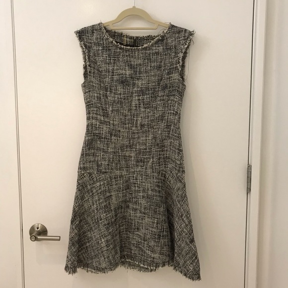 Rebecca Taylor Tweed Dress Frayed Fit Flare, Sz 0 - Picture 3 of 6